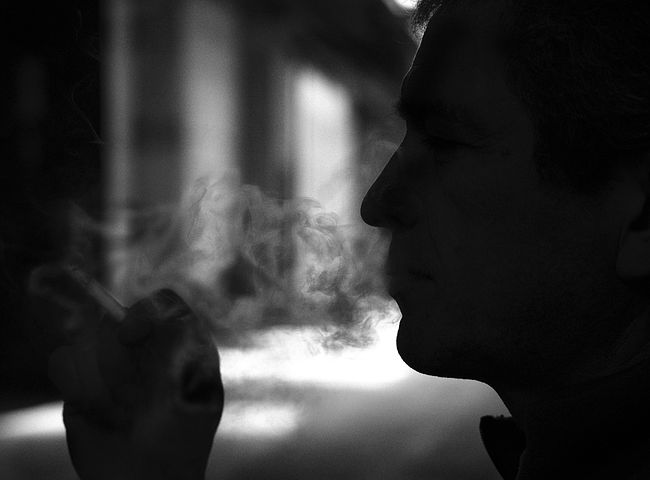 a man while smoking