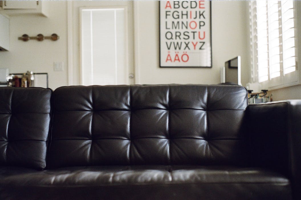 black leather lounge